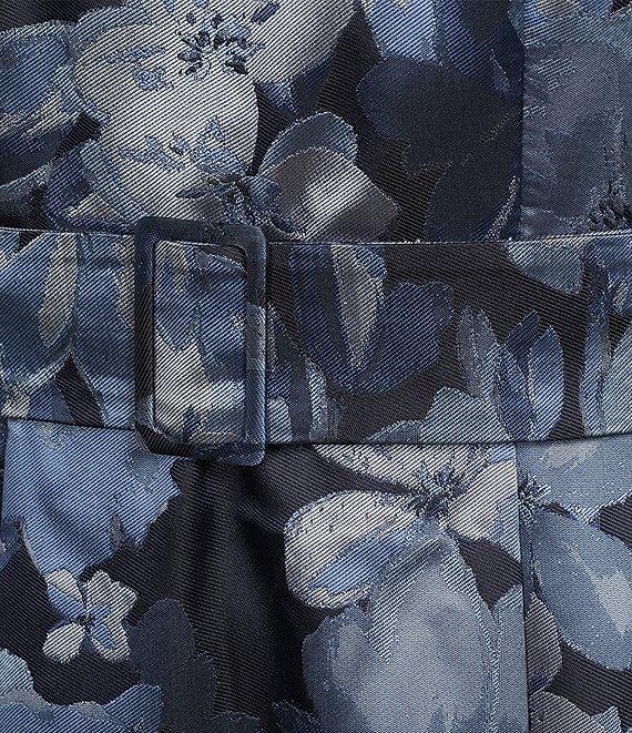 Alex Evenings Jacquard Square Neck Sleeveless Belted Fit and Flare Dress Product Image