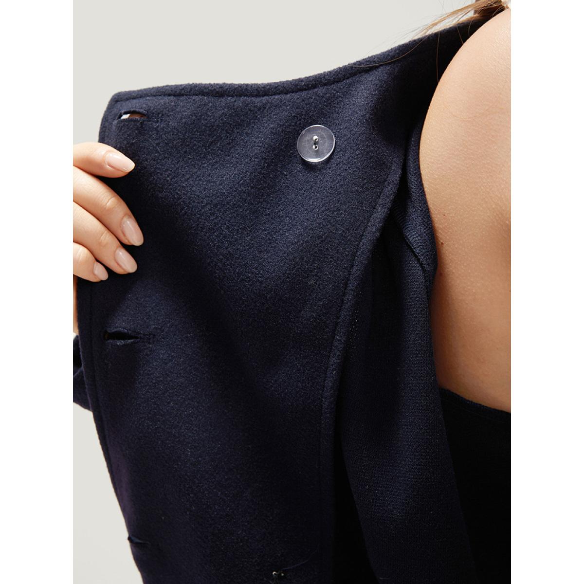 Plus Size Solid Button Detail pocket Coat Women Indigo Casual Plain Ladies Everyday Winter Coats BloomChic 22-24/3X Product Image