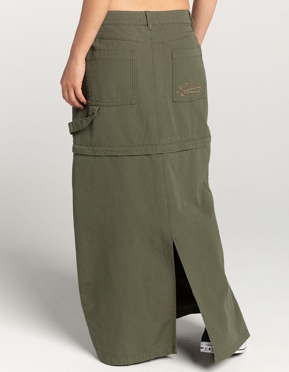 RUSTY Billie Low Rise Ripstop Zip Off Womens Skirt - OLIVE Product Image