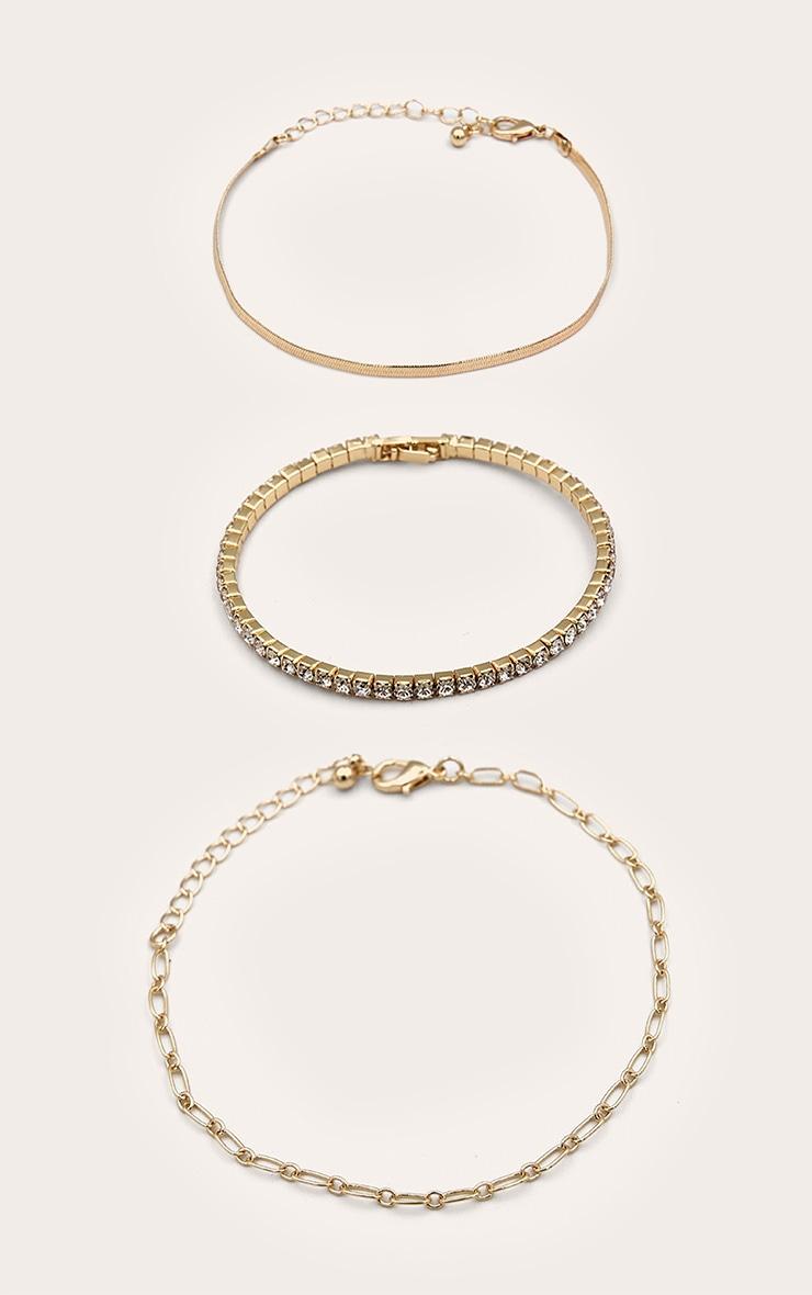 Gold Diamante Bangle & Chain MultiPack Bracelet Product Image