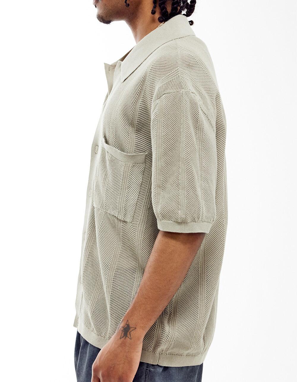 BDG Urban Outfitters Knitted Mens Button Up Shirt - GRAY Product Image