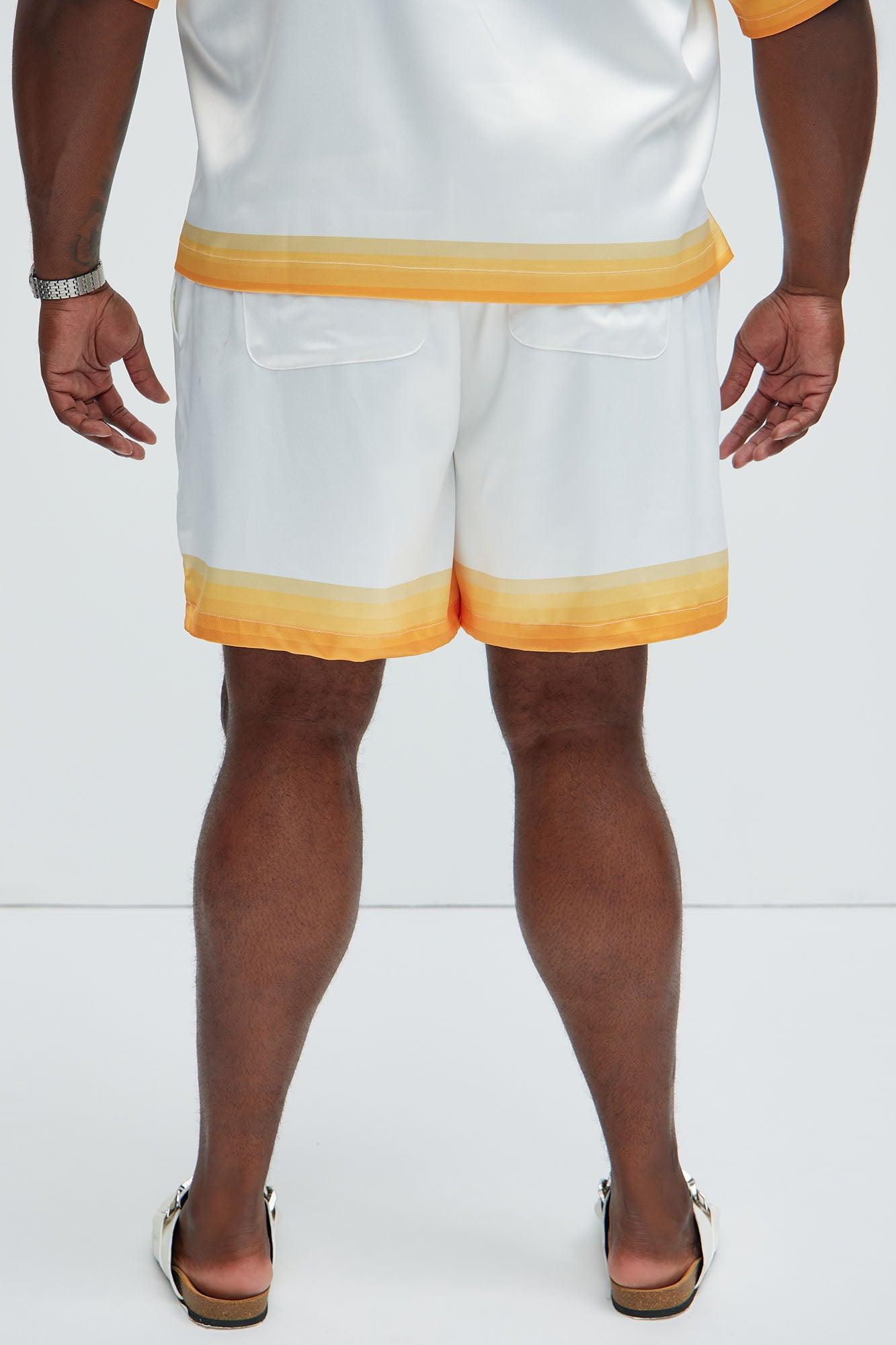 Dale Printed Stripes Shorts - White/combo Product Image