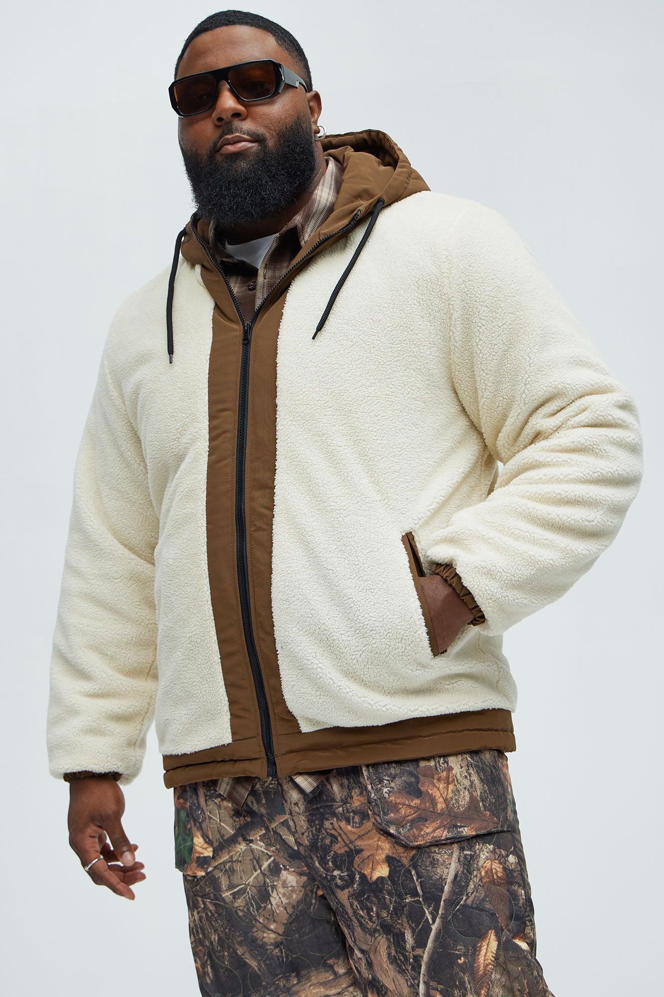 Theodore Midweight Teddybear Sherpa Jacket - Beige/Brown Product Image