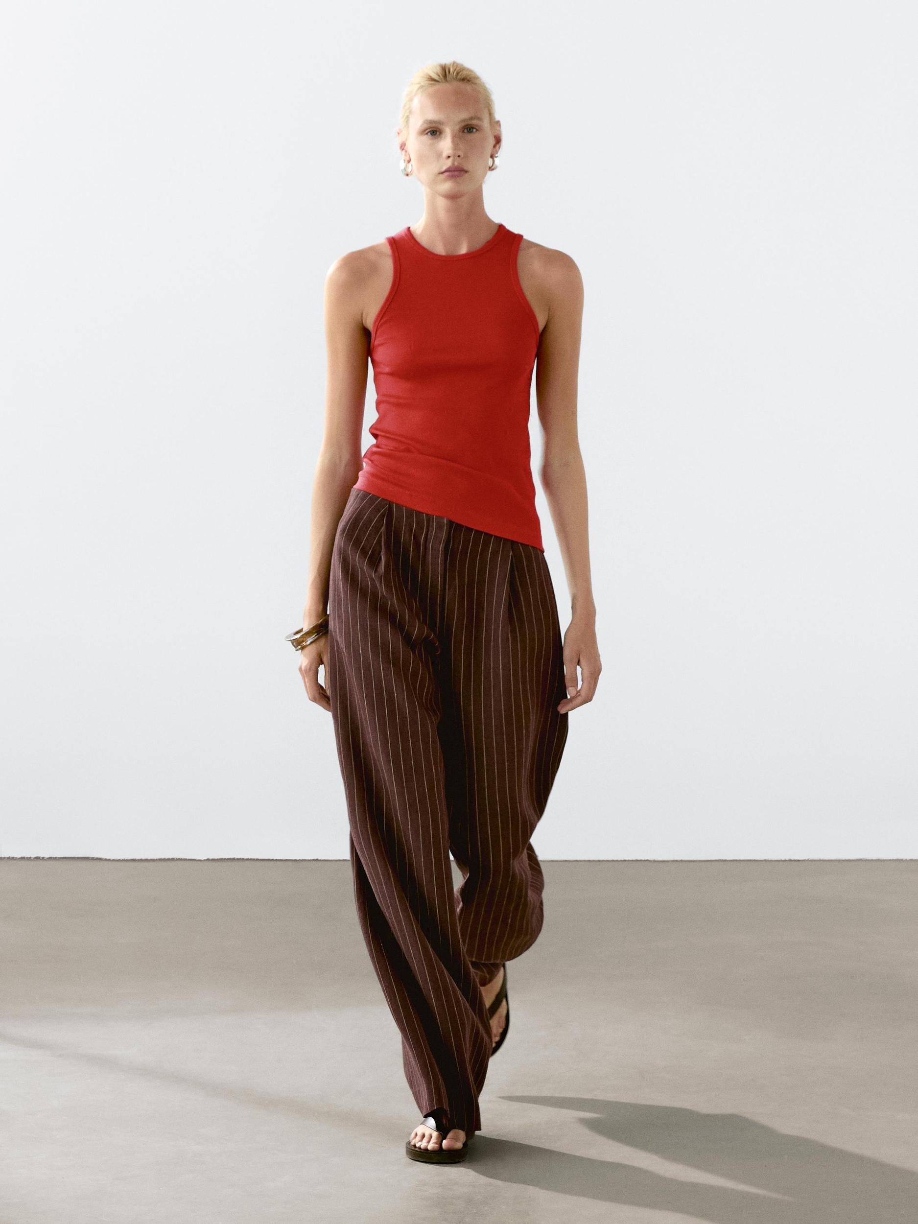 Cotton blend halter-neck top Product Image