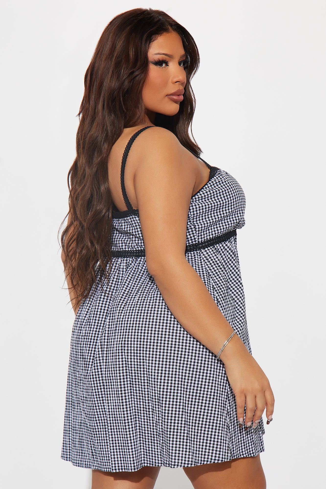 Remy Gingham Micro Mini Dress - Black/combo Product Image