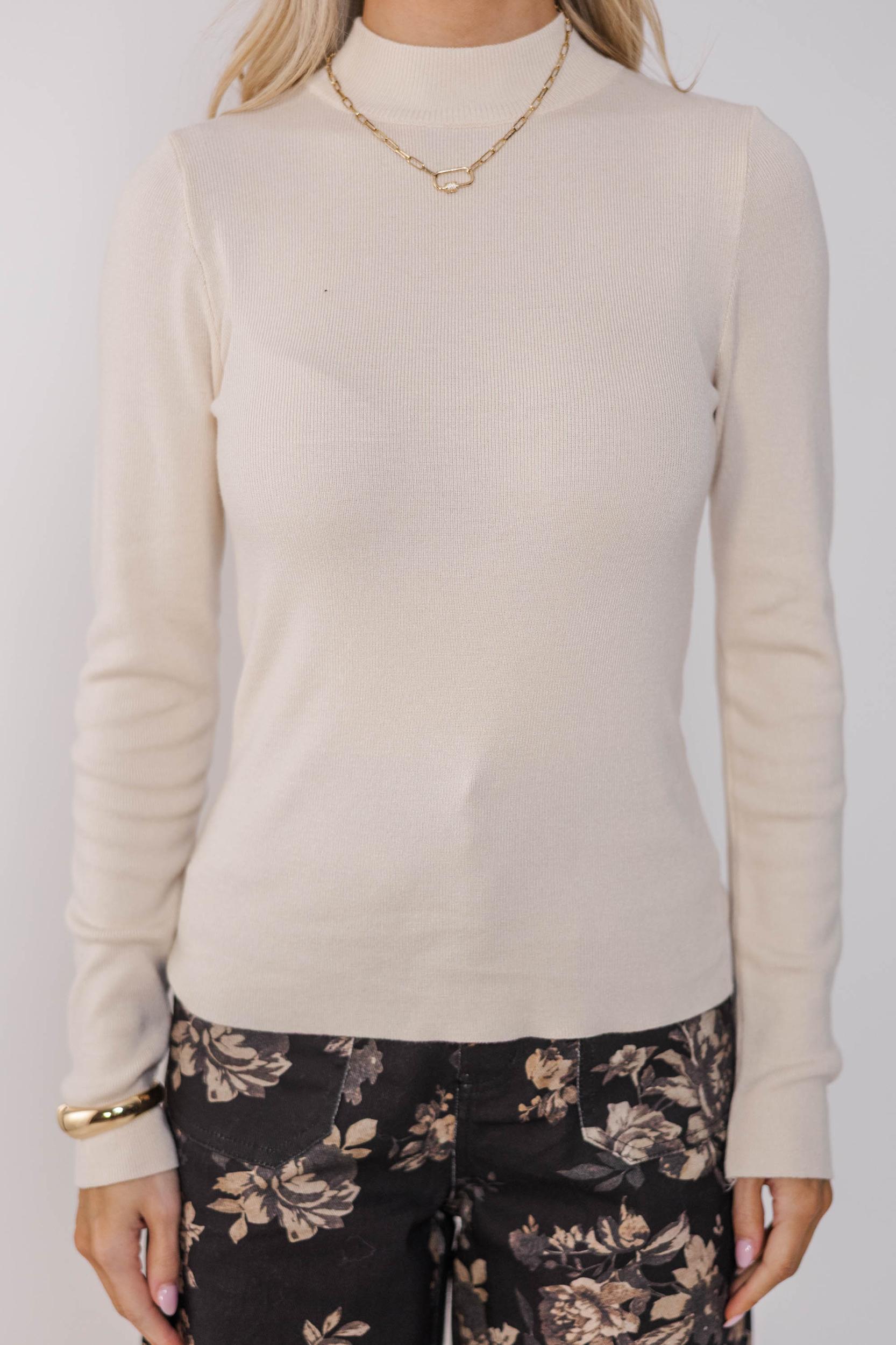 See It Through Oatmeal Ribbed Top Female Product Image