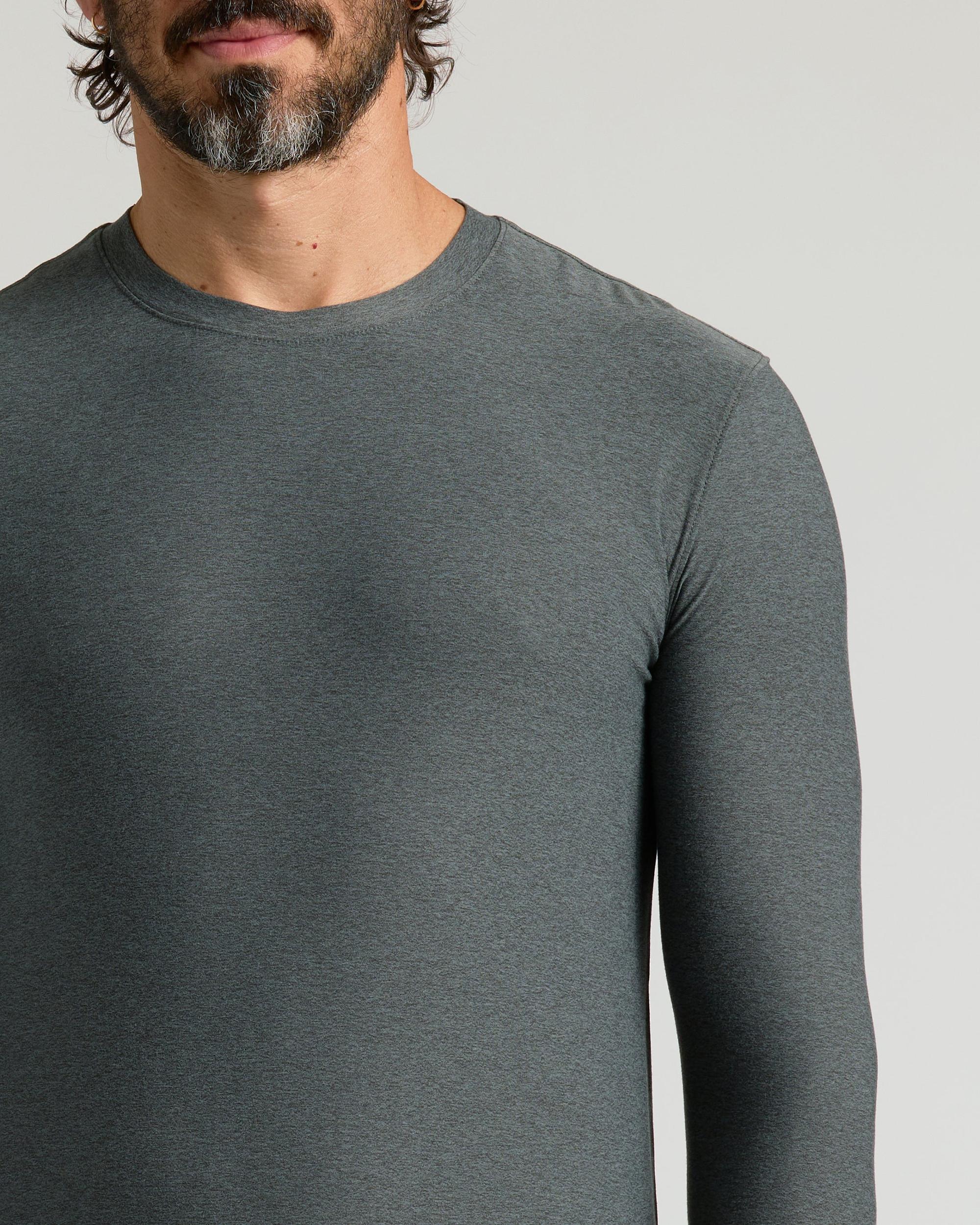 Charcoal Heather Gray Active Long Sleeve Crew T-Shirt Product Image