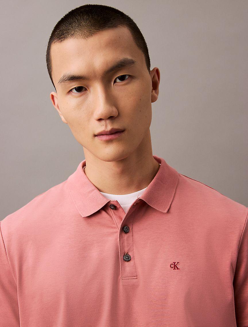 Smooth Cotton Blend Monogram Logo Polo Shirt Product Image