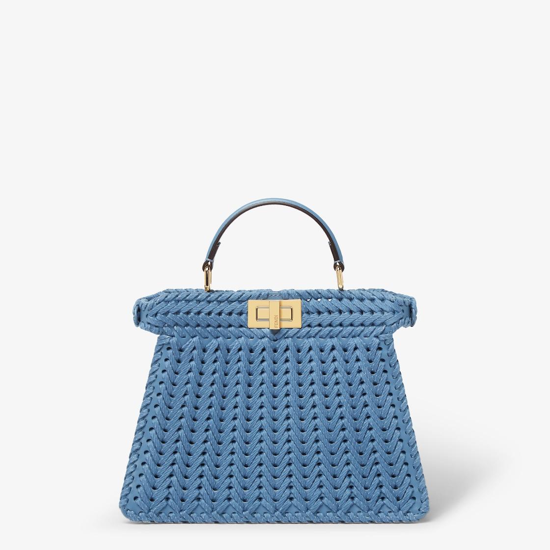 Peekaboo ISeeU SmallBlue jacquard interlaced leather bag Product Image