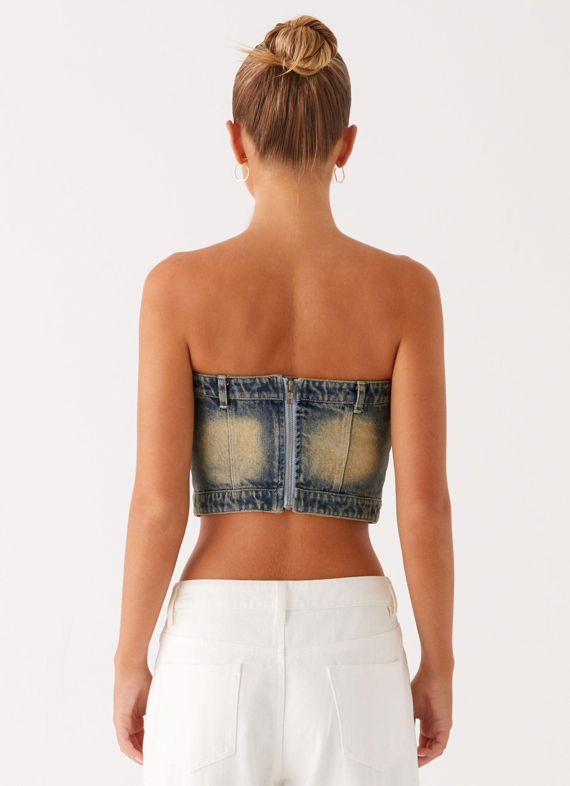 Not Like Us Denim Top - Vintage Product Image