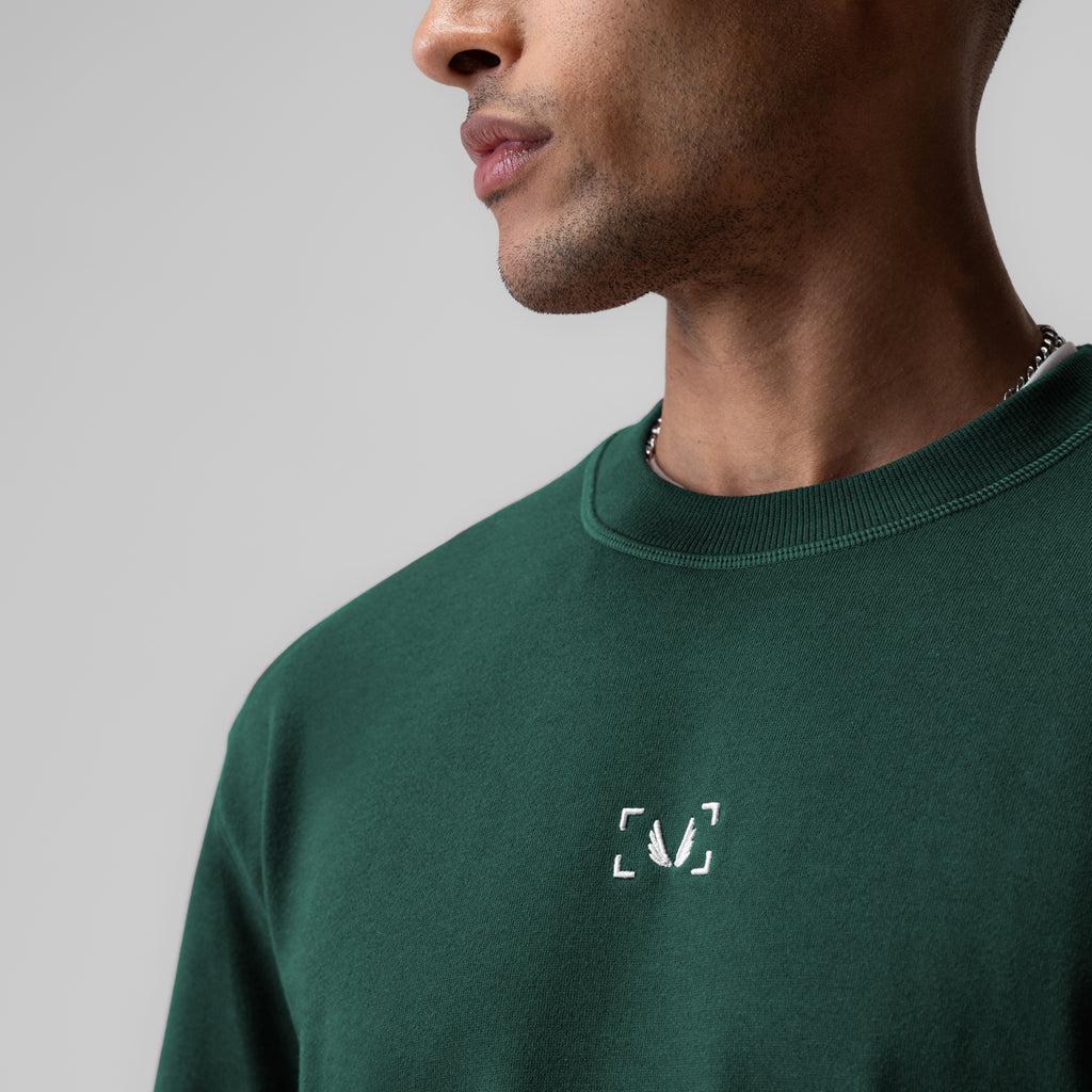 1026. Herringbone Terry Oversized Cinch Tee - Forest Green Product Image