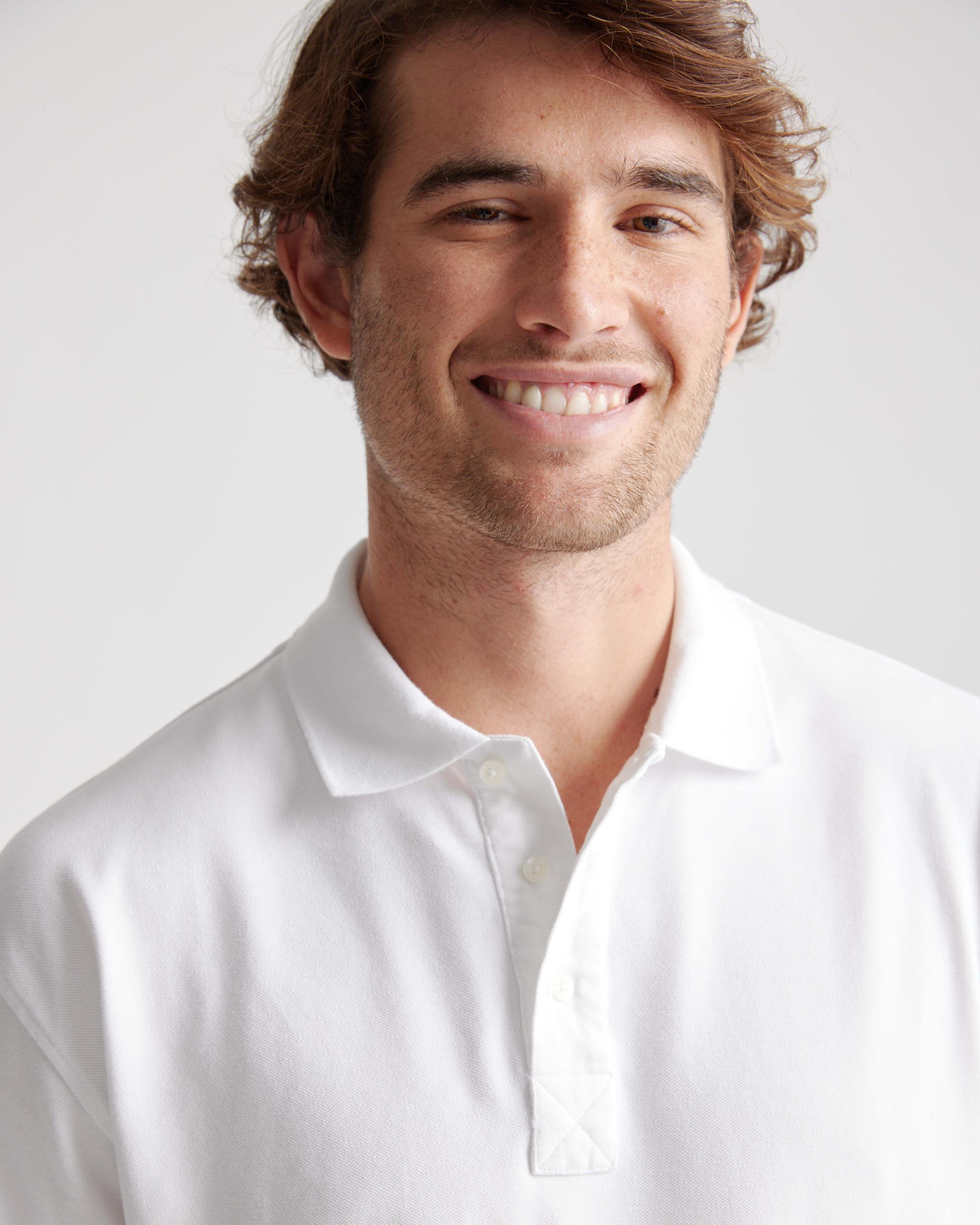 Quince | Men's Long Sleeve Pique Polo Organic Cotton Product Image