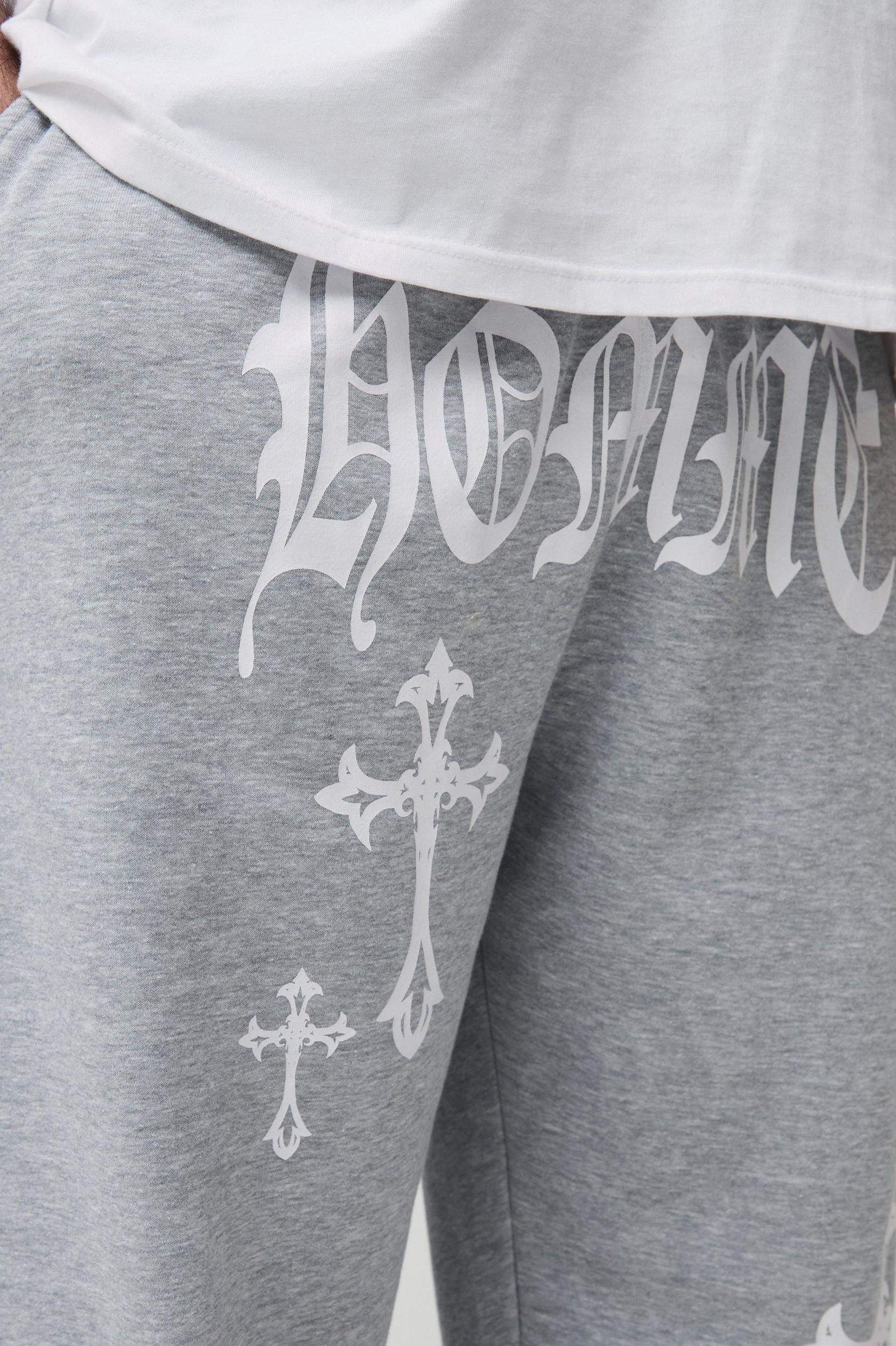 Plus Homme Cross Print Oversized Sweatpants | boohooMAN USA Product Image