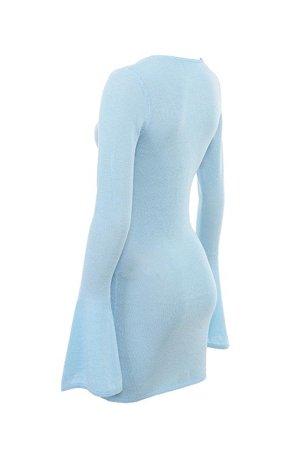 Noya  ocean blue knit mini dress - sale Product Image
