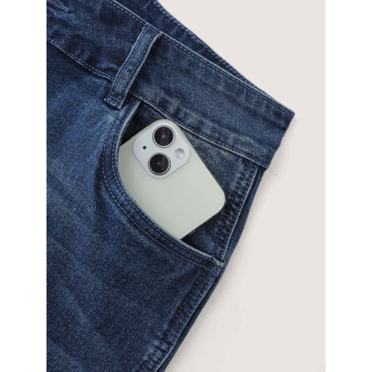 Plus Size Mid-Rise Boyfriend Jeans Women Bluevintage Leisure Topstitching High stretch Slanted pocket Jeans BloomChic 20/2X Product Image