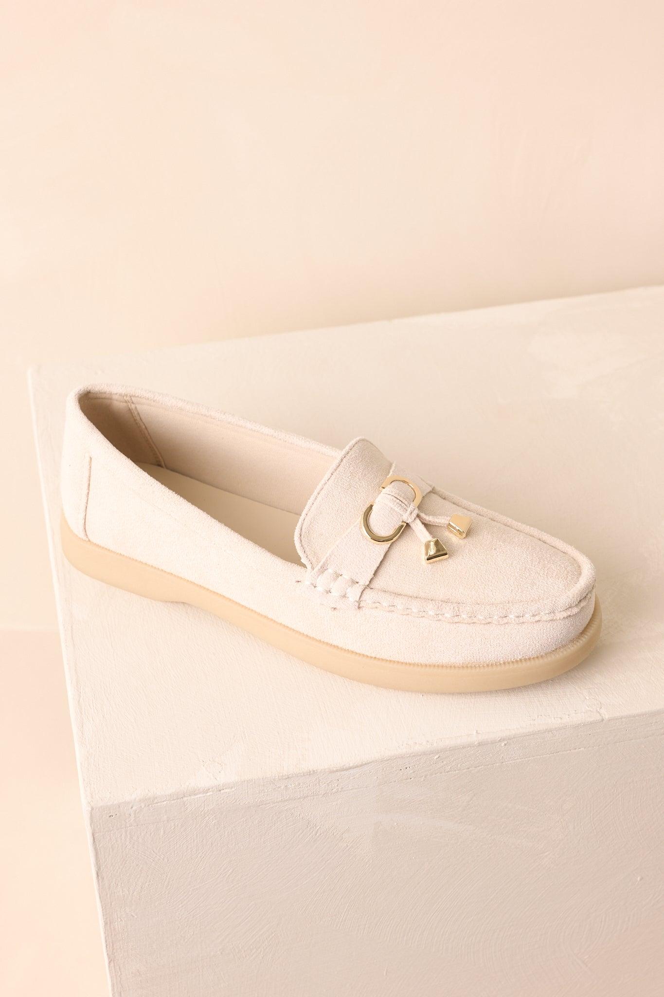 Ready For Whatever Ivory Faux Suede Platform Penny Loafers Product Image