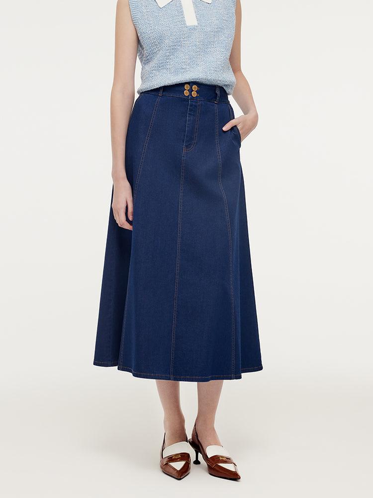 Denim A-Line Adjustable Waist Women Skirt Product Image