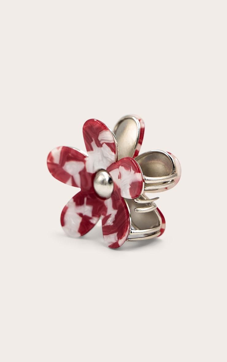 Red Marble Floral Metal Hair Clip Product Image