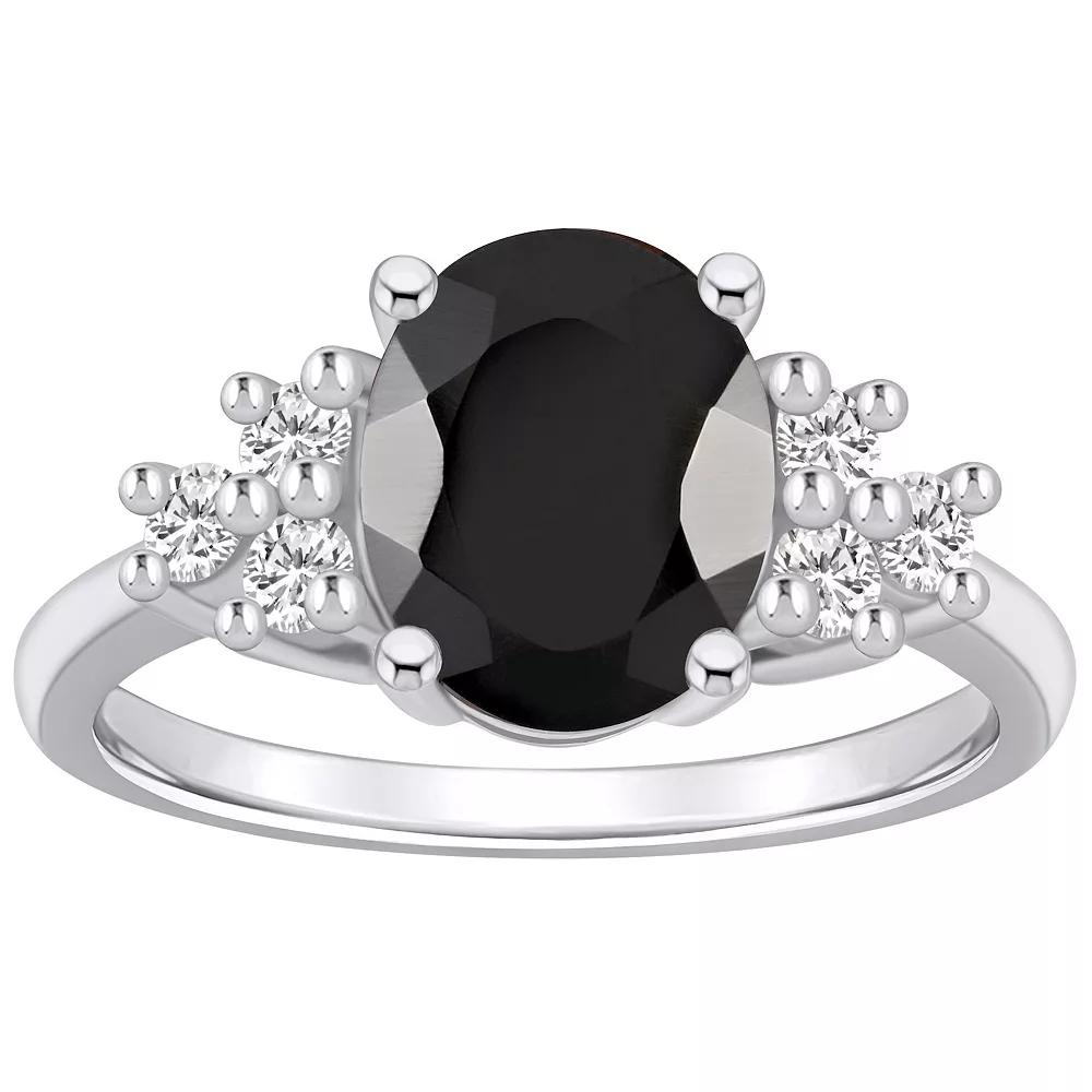 Alyson Layne 14k White Gold Oval Black Onyx & 1/3 Carat T.W. Diamond Ring, Women's, Size: 8 Product Image