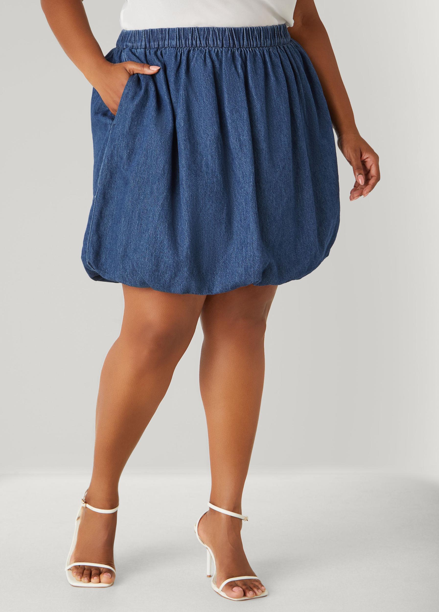 Plus Size Denim Bubble Skirt Ashley Stewart Product Image