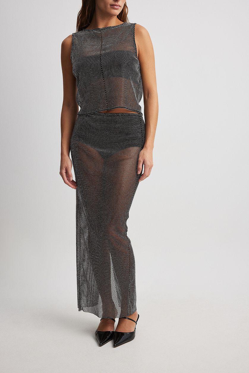 Rhinestone Slip Maxi Skirt Product Image