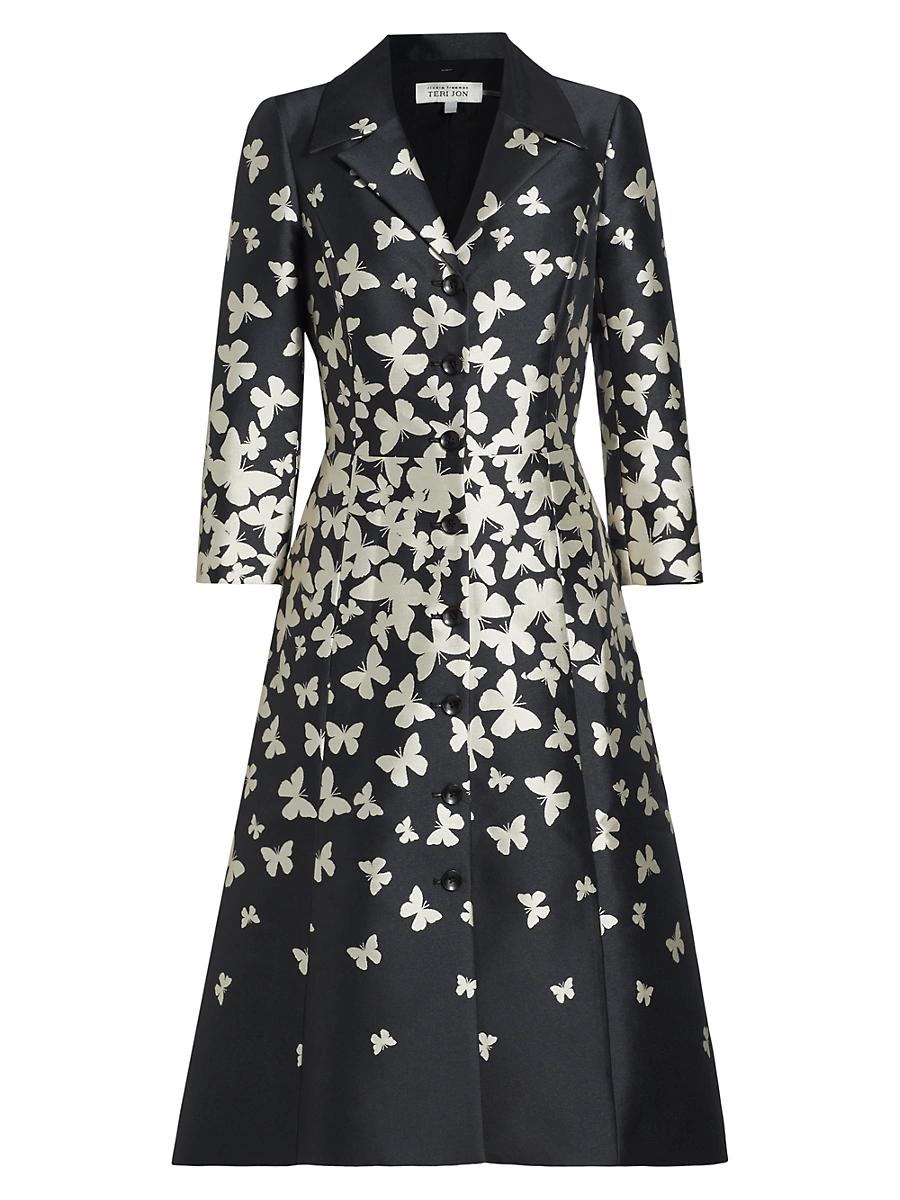 Womens Butterfly Mikado Fit & Flare Coat Dress Product Image