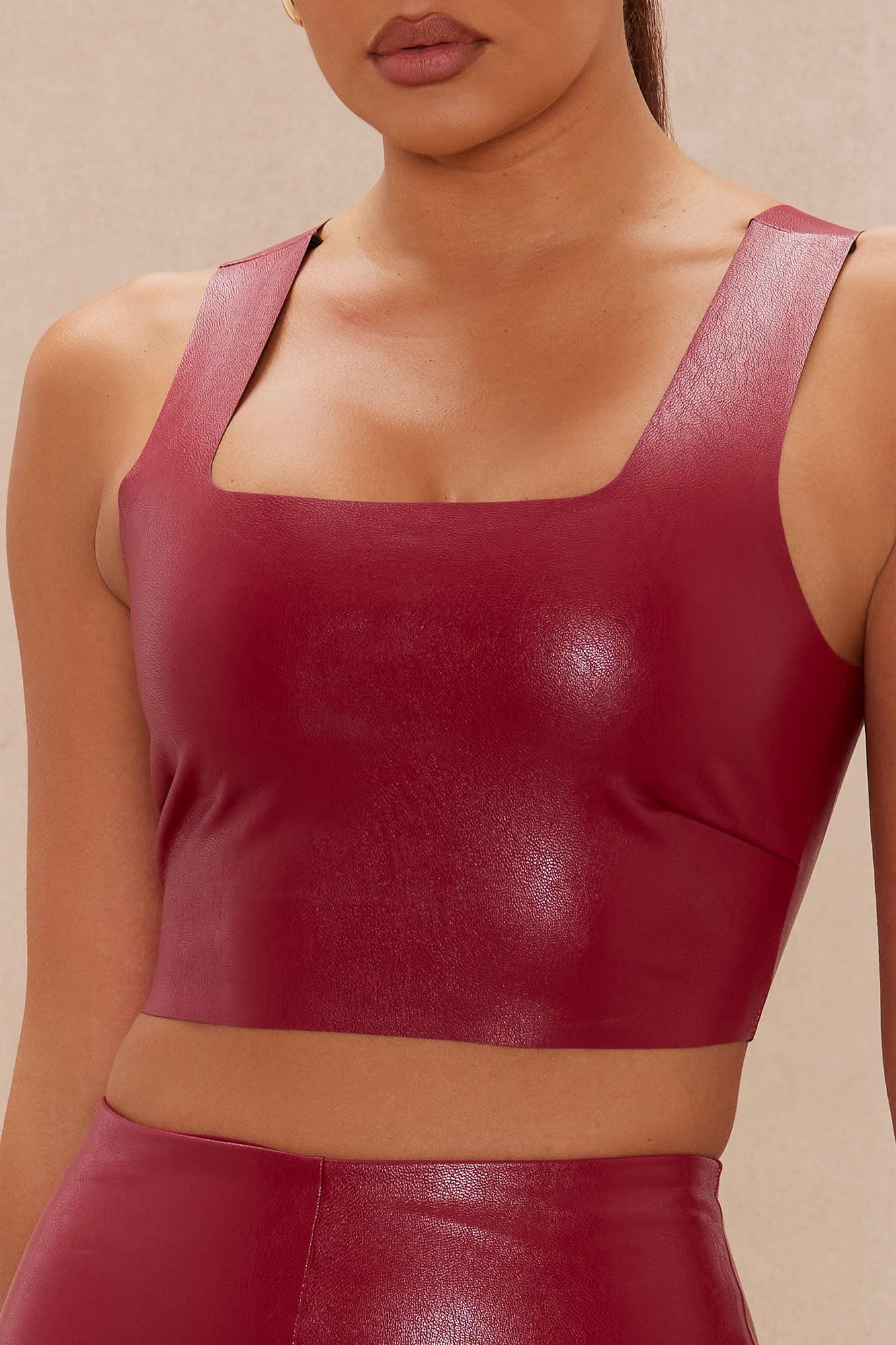 Zahara Faux Leather Top - Burgundy Female Product Image
