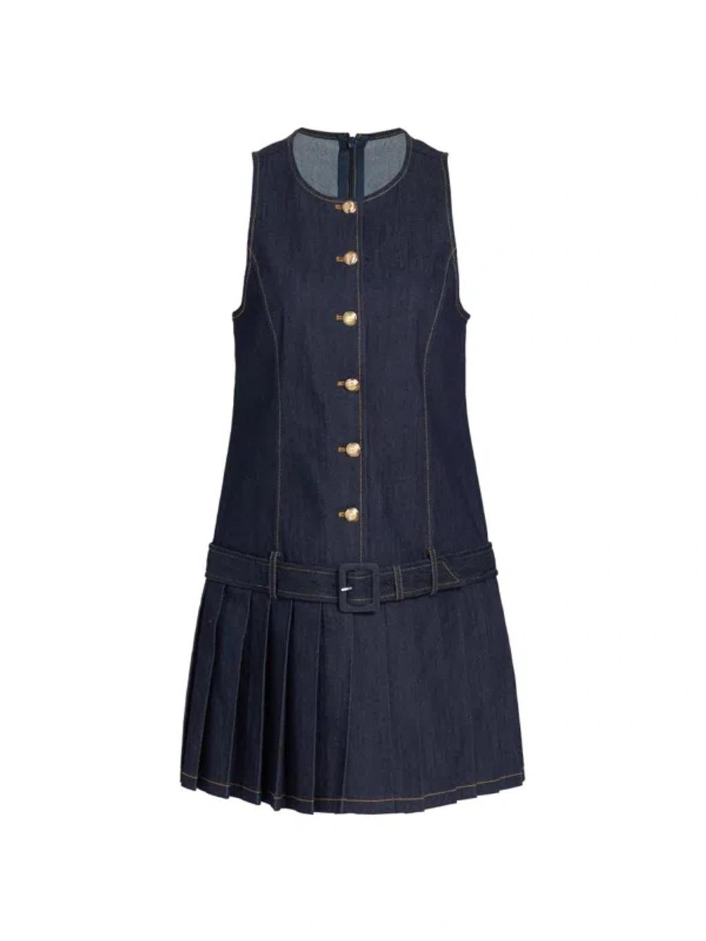 CINQ À SEPT Elyse Pleat Denim Minidress In Multi Product Image