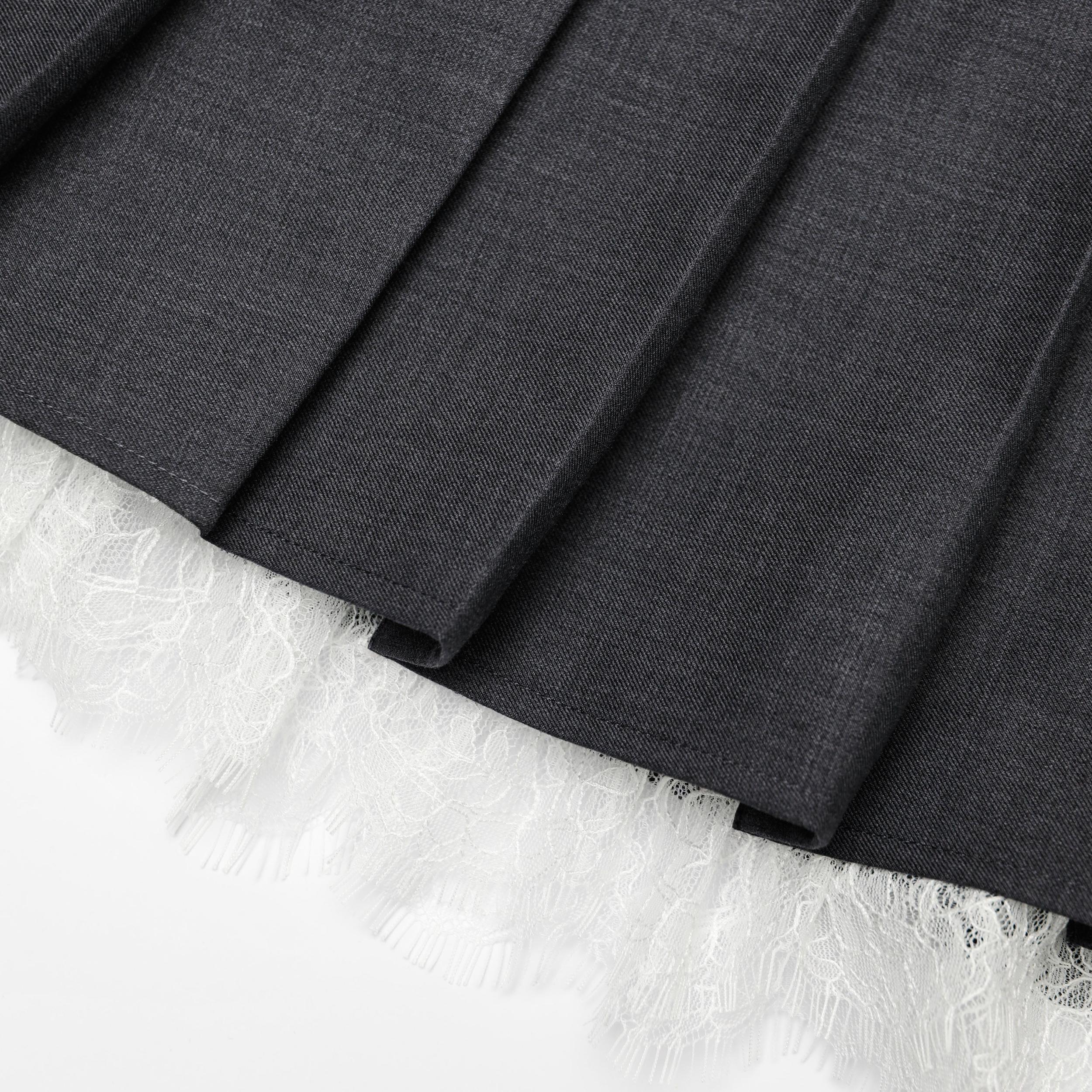 Grey Pleated Mini Skirt Product Image
