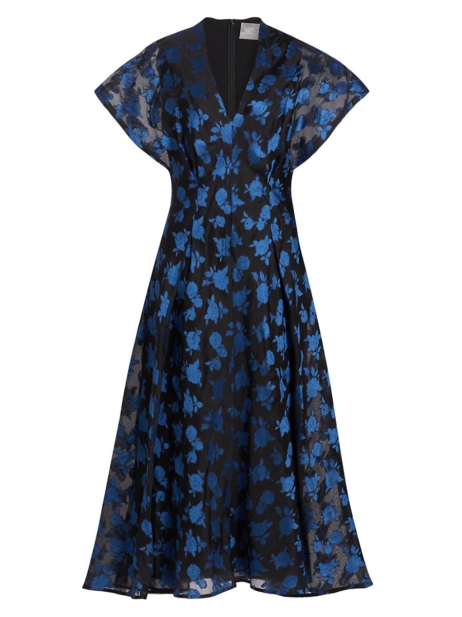 Womens Floral Silk A-Line Maxi Dress Product Image