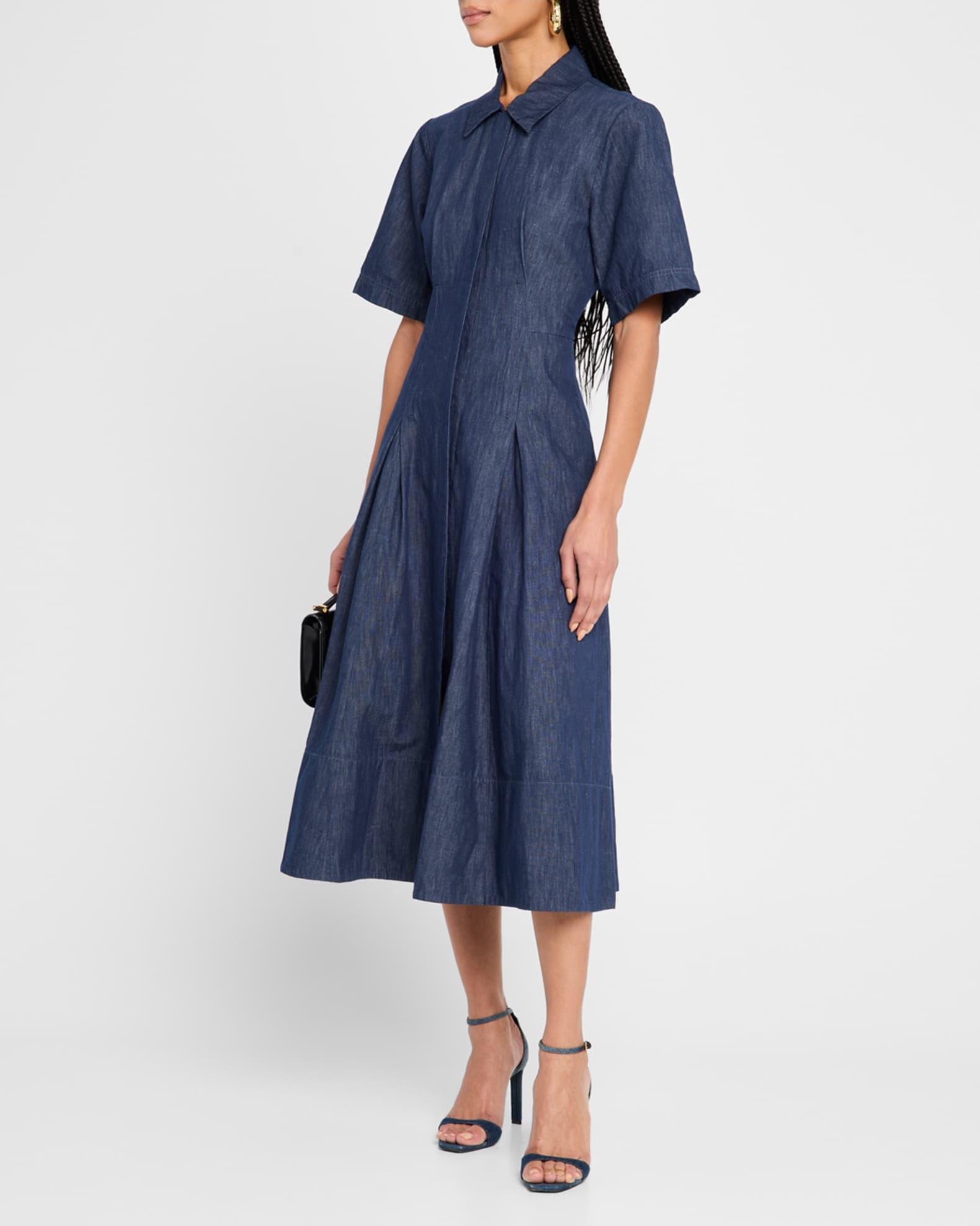 Short-Sleeve Denim Shirtdress Product Image