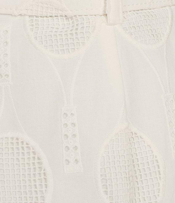 Trina Turk Deuce Eyelet Belted Scallop Shorts Product Image