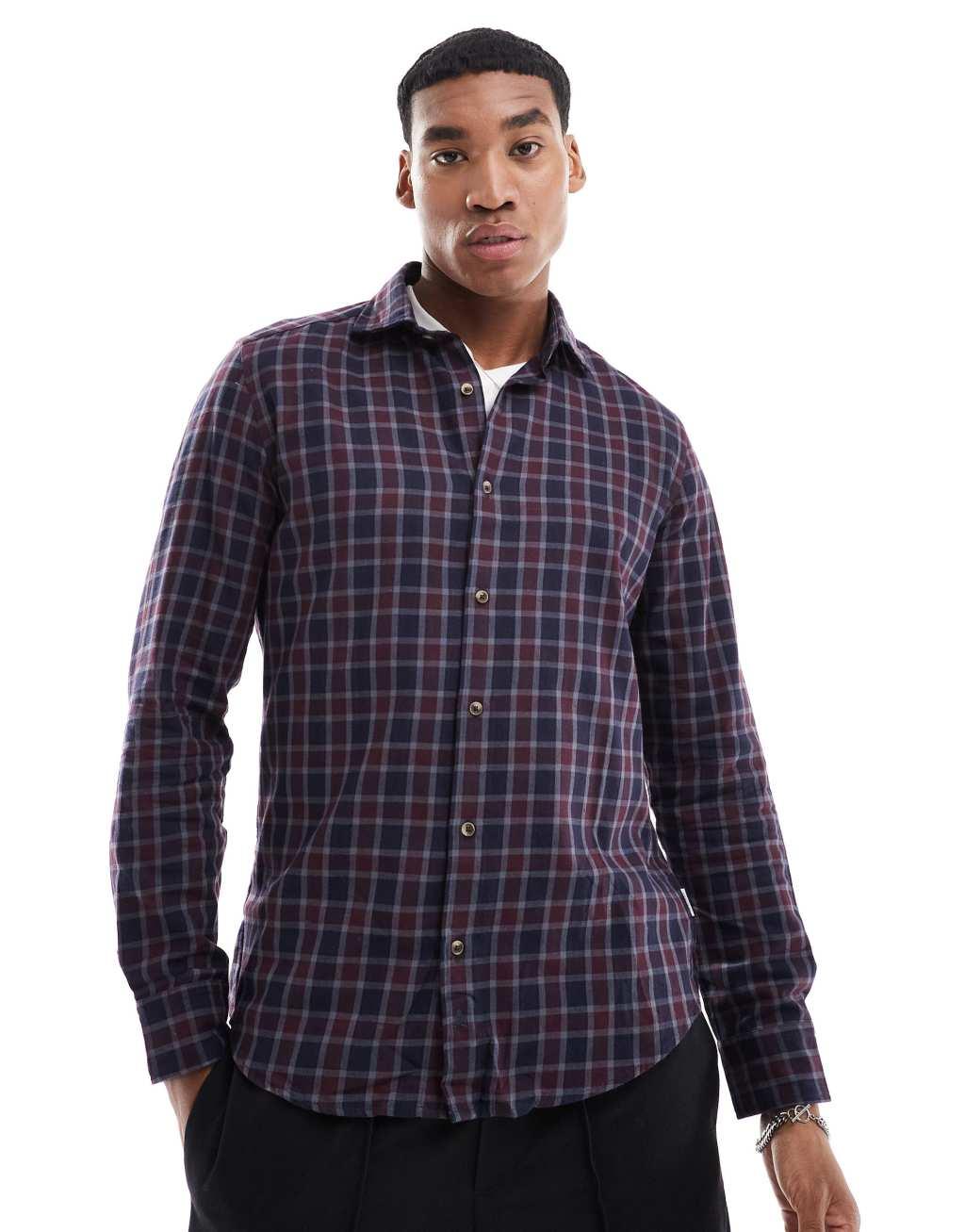 Scalpers Martyn Tartan Plaid Shirt In Navy  Product Image