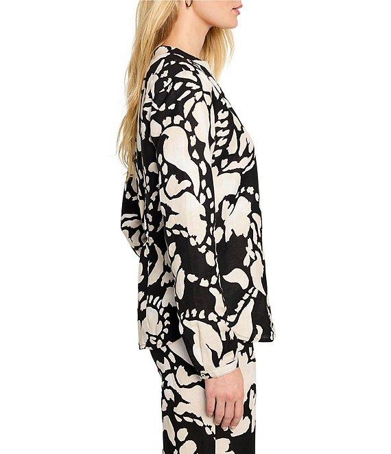 NIC + ZOE Woven Evening Petal V-Neck Long Sleeve Shirt Product Image