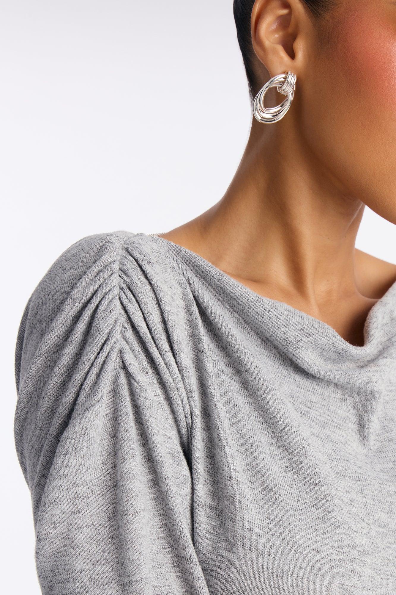 Nylah Asymmetrical Sweater Mini Dress - Grey Female Product Image