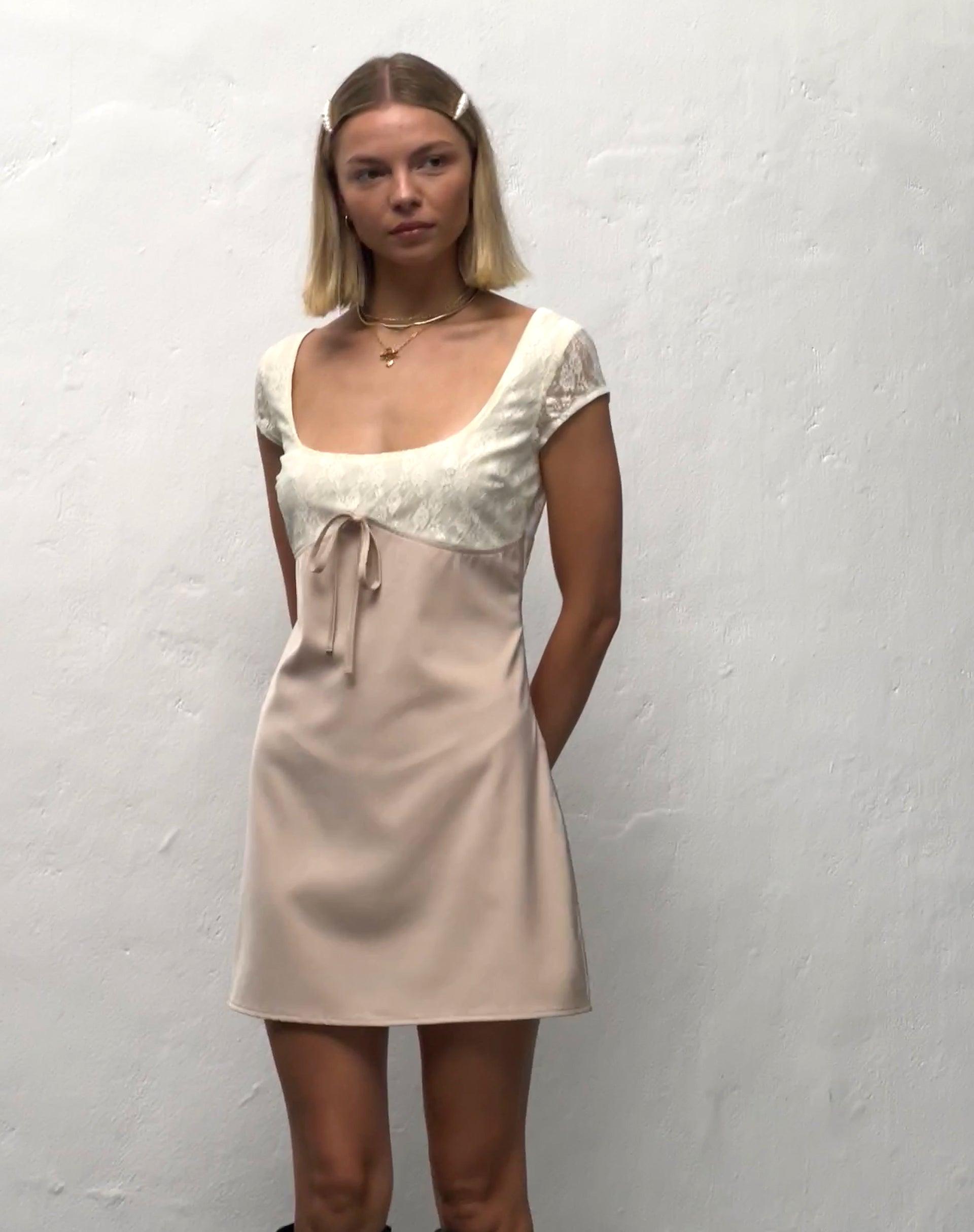 Nauli Satin Mini Dress in Buttercream Female Product Image