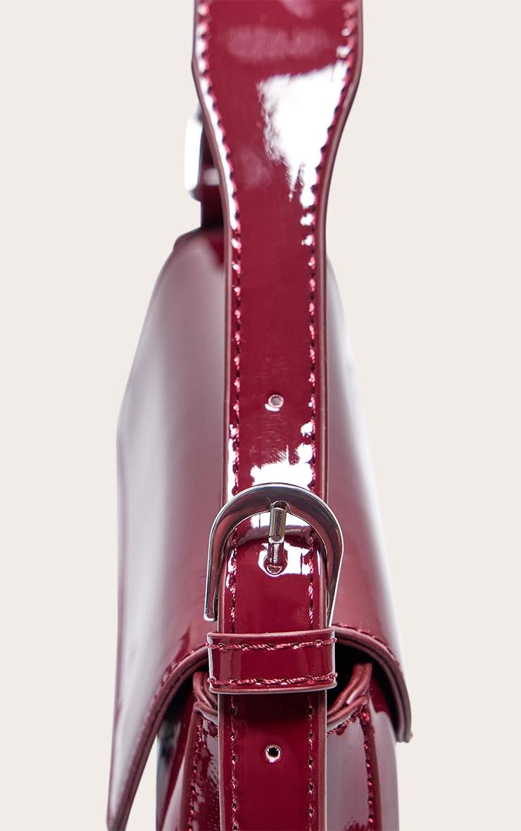 Burgundy Patent PU Basic Shoulder Bag Product Image
