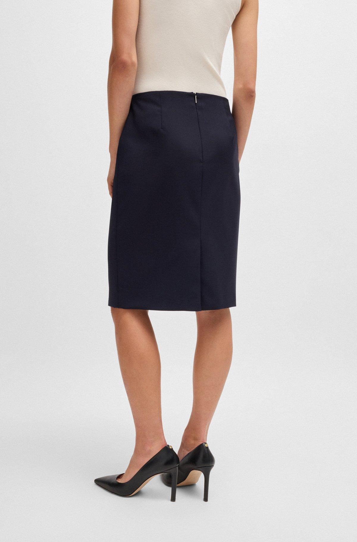 BOSS - Slim-fit pencil skirt in virgin wool - Dark Blue Product Image