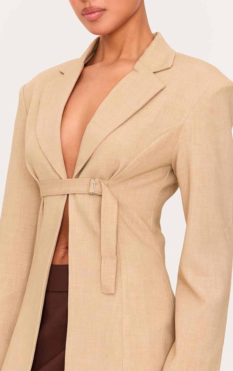 Beige Strap Detail Fitted Blazer Product Image