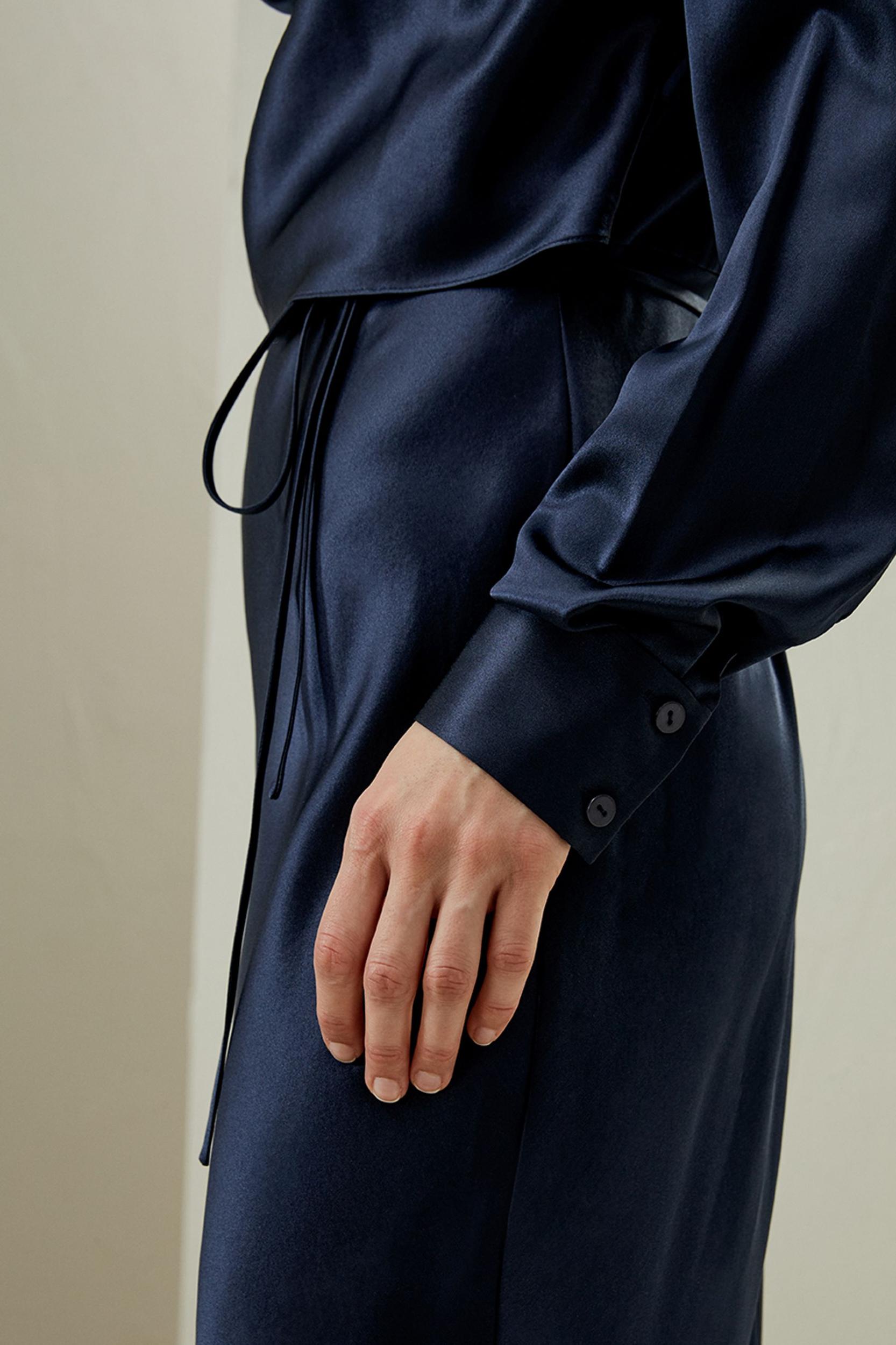 Mock Neck Silk Midi Dress Product Image