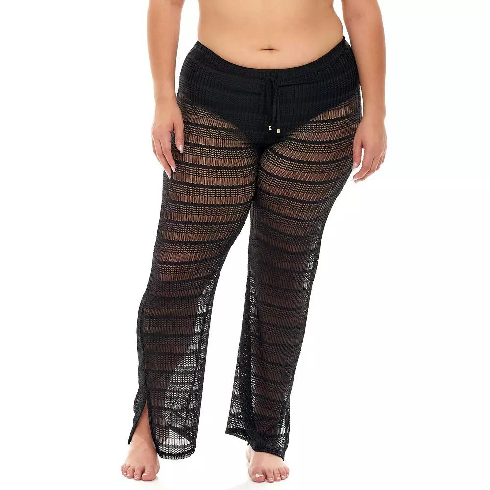 Plus Size Jordan Taylor Sheer Swim Cover-Up Herringbone Pants, Women's, Size: 3XL, Black Product Image