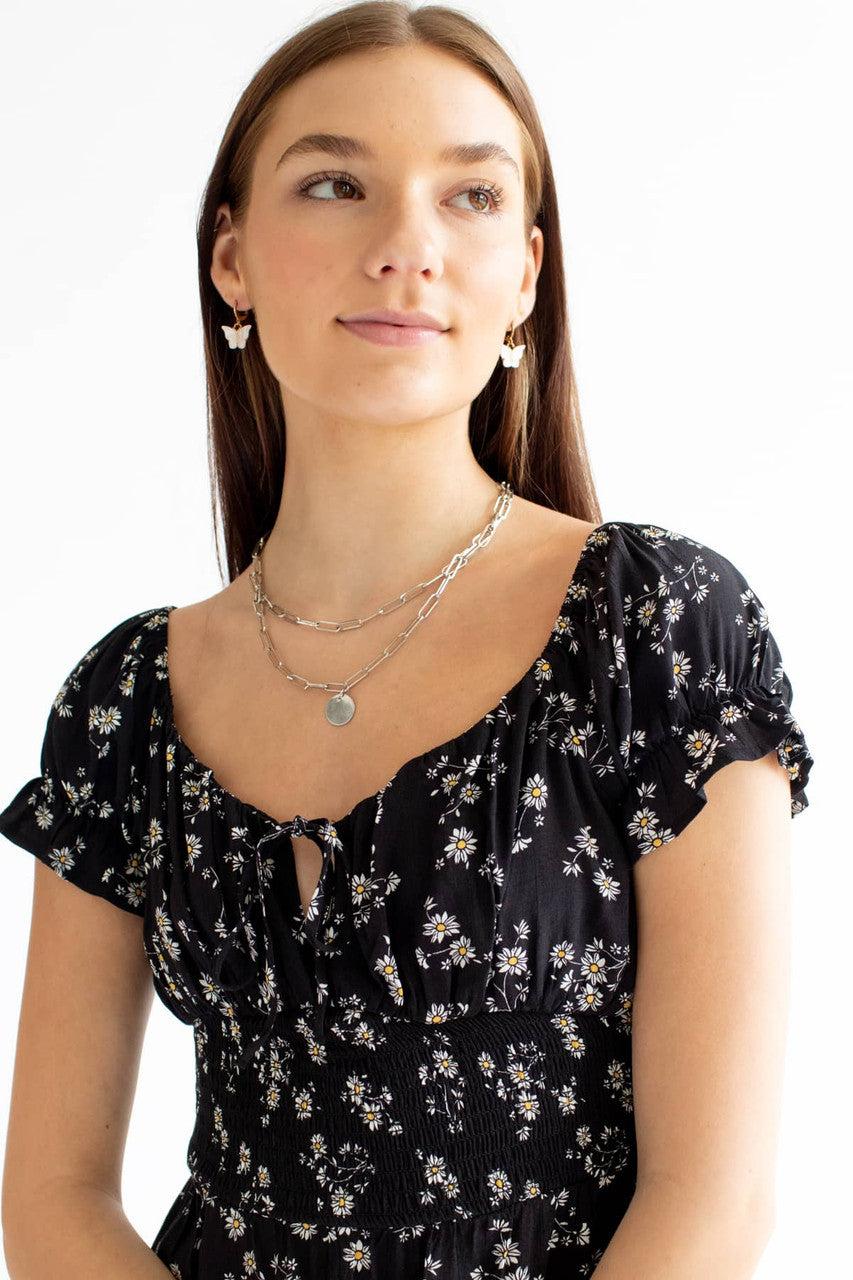 Sunflower Smocked Waist Romper 1 Product Image