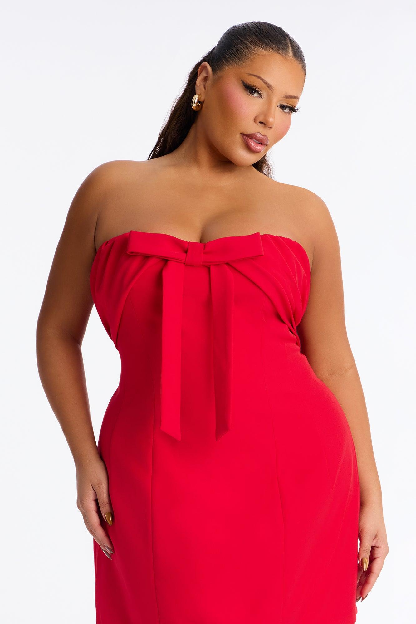 Sallie Strapless Mini Dress - Red Female Product Image