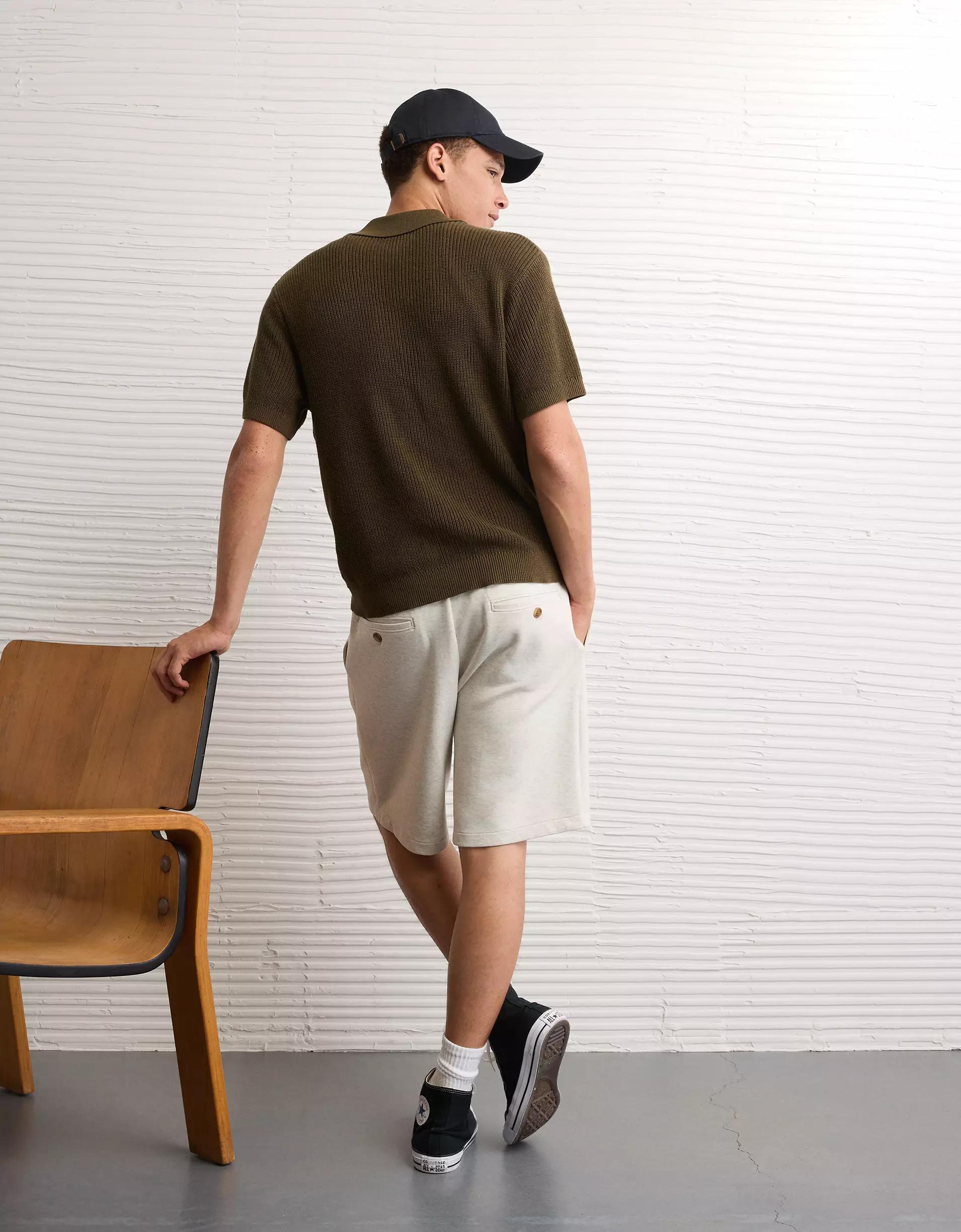 AE Shaker Button-Up Sweater Polo Shirt Product Image