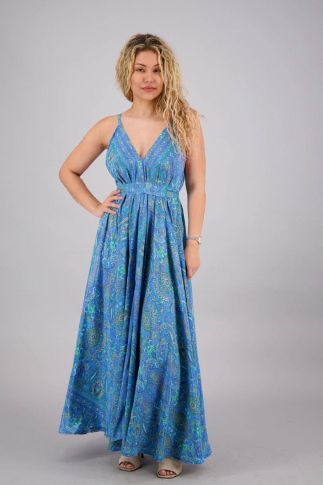 Maxi Silk Blend Spaghetti Strap Dress Product Image