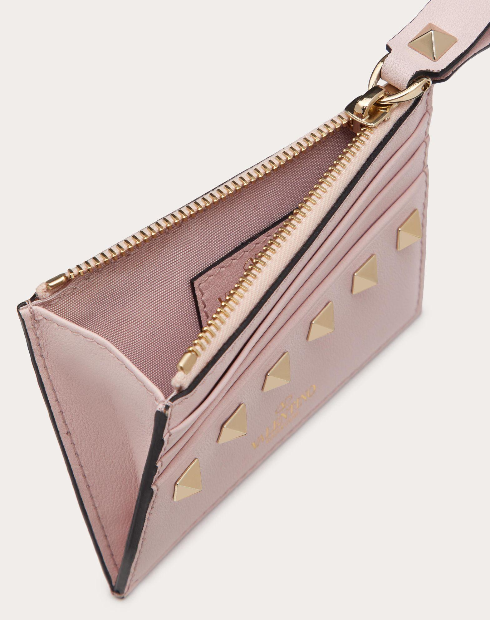 Rockstud Calfskin Cardholder With Zipper Product Image