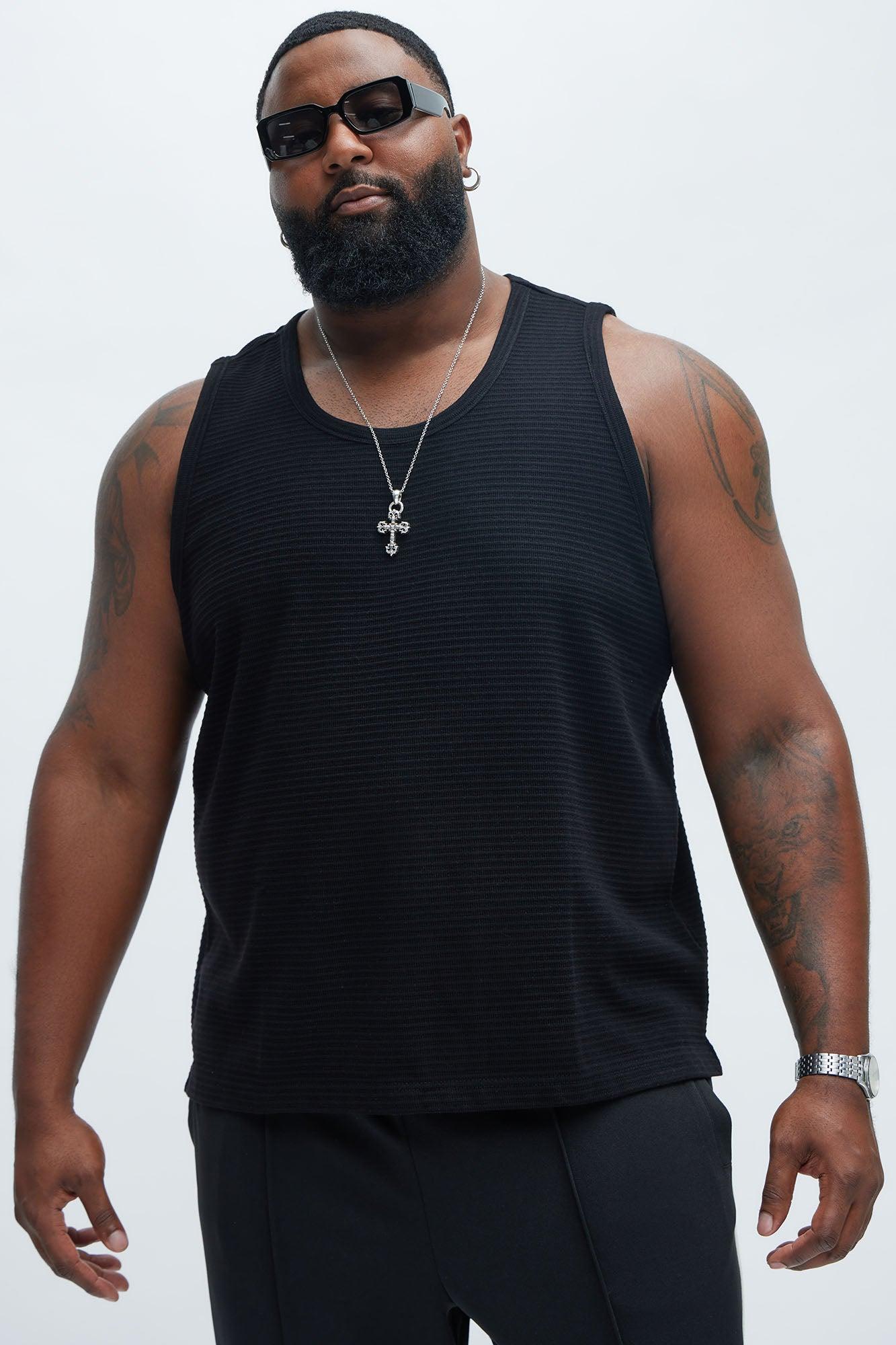 Athens Rib Textured Relaxed Tank - Black Product Image