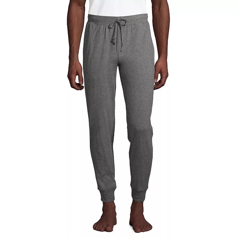 Big & Tall Lands End Knit Jersey Sleep Jogger Pants, Mens Grey Heather Product Image