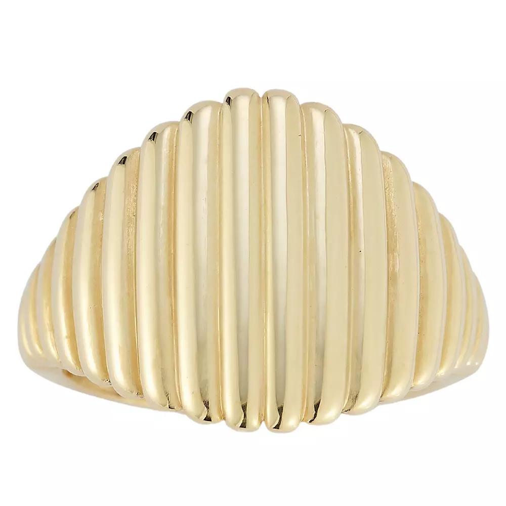 LUMINOR GOLD 14k Gold Bold Ribbed Signet Ring, Womens Product Image