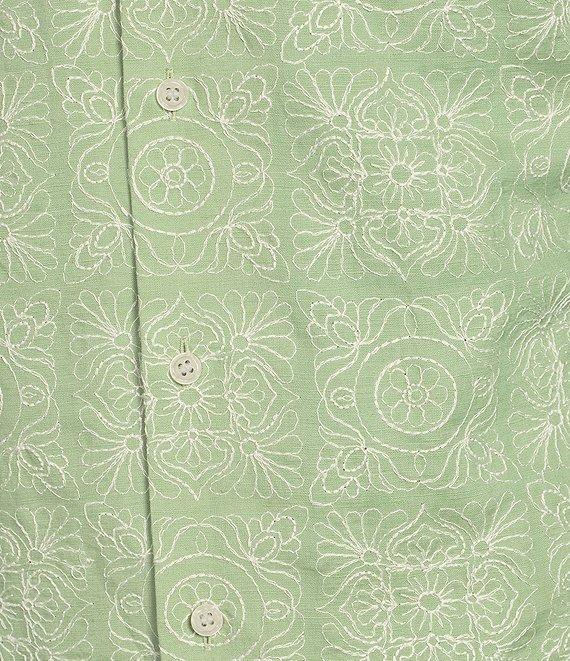 Murano From The Garden Collection Slim Fit Allover Embroidered Short Sleeve Woven Convertible Camp Shirt Product Image